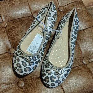 NWT Cat & Jack Girls Ballet Flats Animal Print, 5